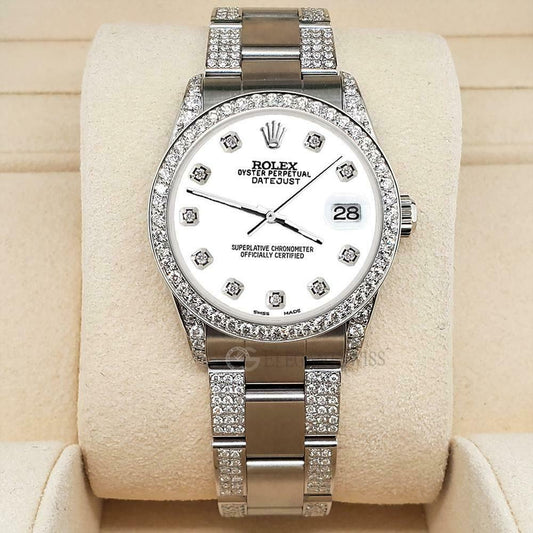 title:Rolex Datejust 31mm 3.5ct Diamond Bezel/Lugs/Bracelet/White Dial Steel Watch TFJ-142508805;color:not applicable