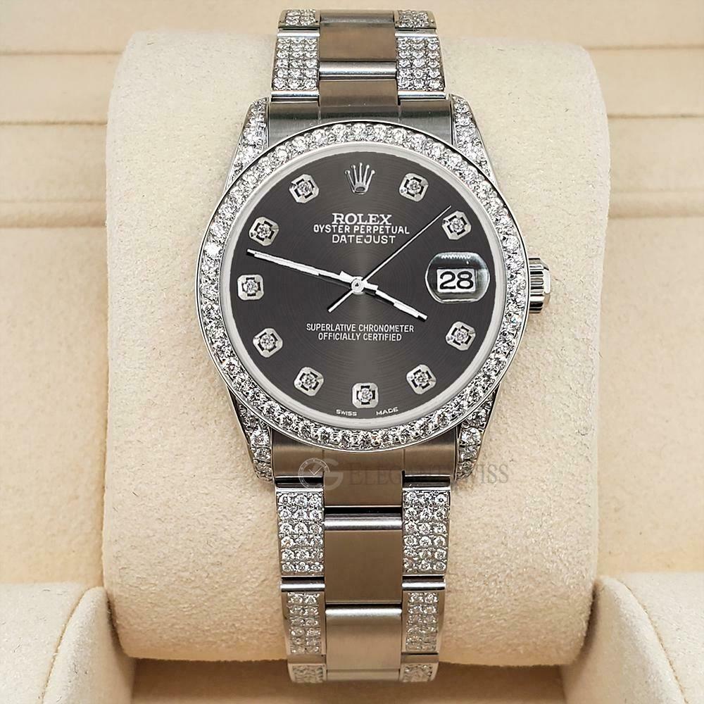 title:Rolex Datejust 31mm 3.5ct Diamond Bezel/Lugs/Bracelet/Rhodium Grey Dial Watch TFJ-142508803;color:not applicable