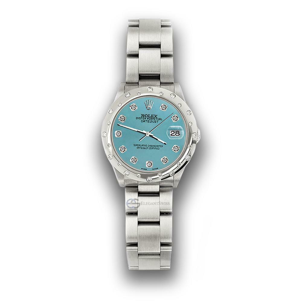 title:Rolex Datejust Midsize 31mm Domed 24 Diamonds Bezel/Turquoise Dial Watch  TFJ-142508788;color:not applicable