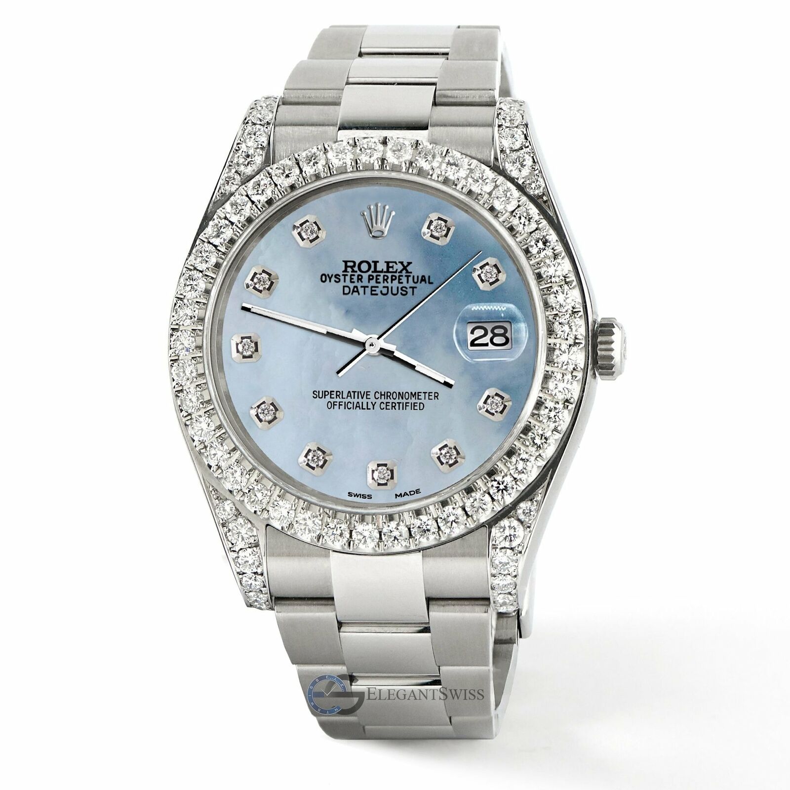 title:Rolex Datejust 41, Ref 126300, 4.4CT Diamond Bezel/Lugs/Sky Blue MOP Dial Watch  TFJ-142508776;color:not applicable