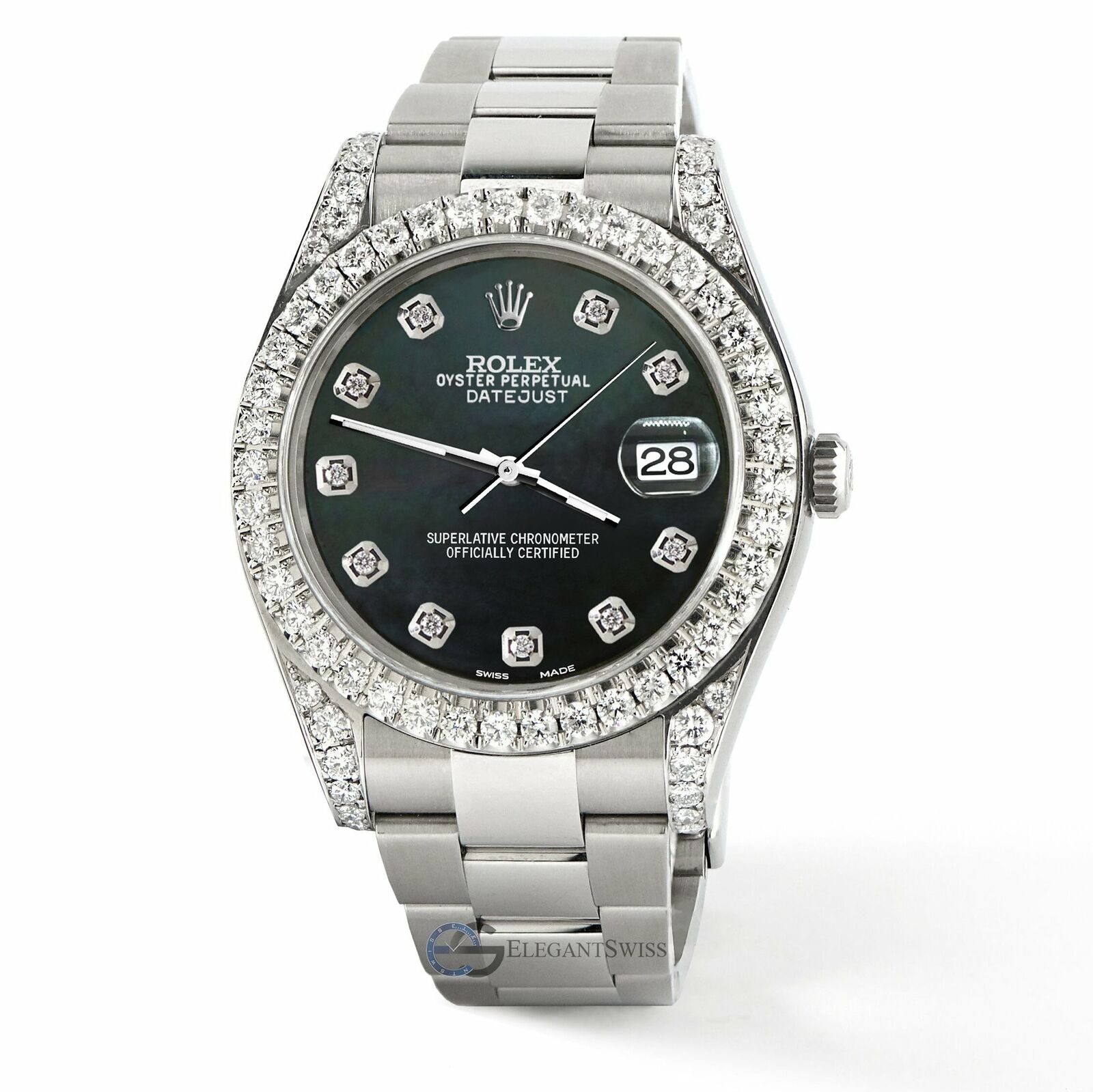 title:Rolex Datejust 41, Ref 126300, 4.4CT Diamond Bezel/Lugs/Black MOP Dial Watch TFJ-142508774;color:not applicable