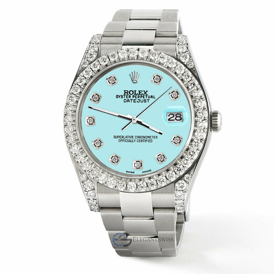 title:Rolex Datejust 41 126300 4.4CT Diamond Bezel/Lugs/Aqua Blue Dial, TFJ-142508756;color:not applicable