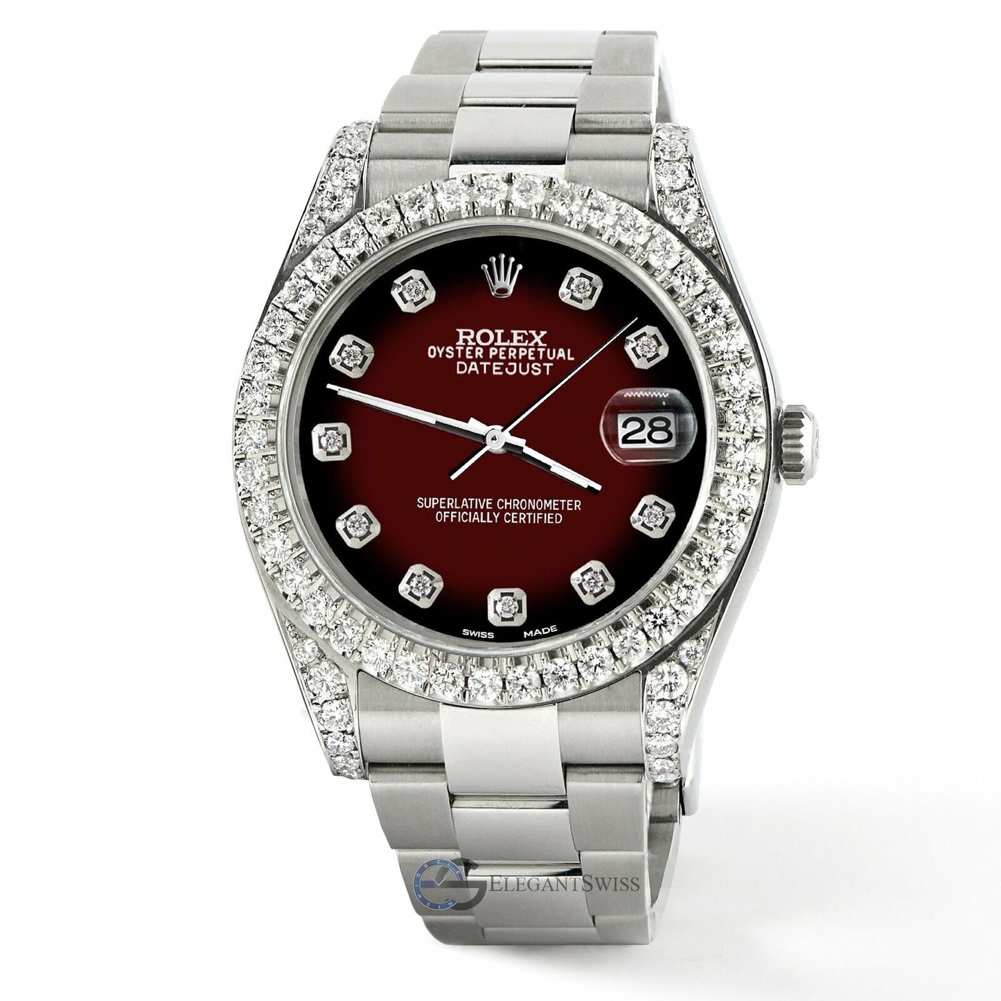 title:Rolex Datejust 41 126300 4.4CT Diamond Bezel/Lugs/Maroon Vignette Dial TFJ-142508745;color:not applicable