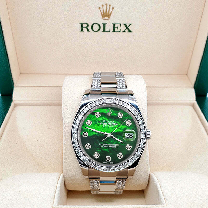 title:Rolex Datejust II 41mm 5ct Diamond Bezel/Bracelet/Green MOP  TFJ-142508725;color:not applicable