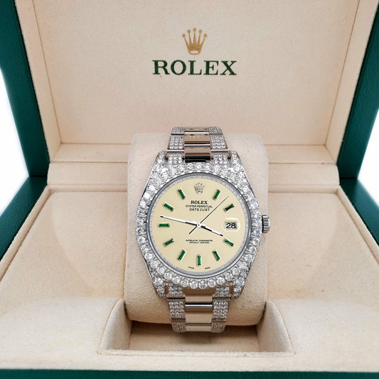 title:Rolex Datejust II 41mm 10.3CT Bezel/Case/Bracelet/Emerald Baguette Satin Linen  TFJ-142508705;color:not applicable