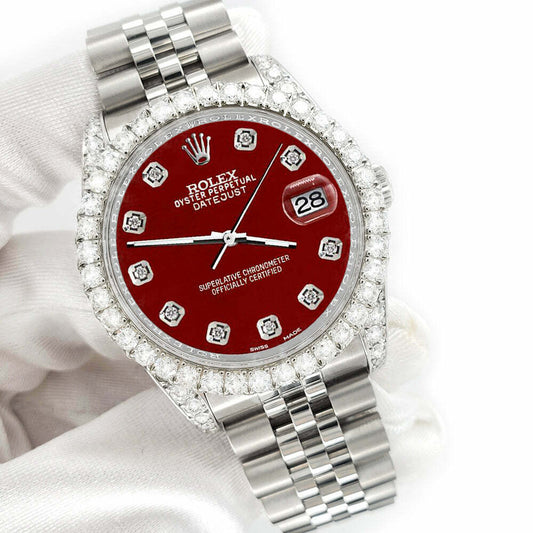 title:Rolex Datejust 116200 36mm 3.9CT Diamond Bezel/Lugs/Imperial Red Dial Watch TFJ-142508692;color:not applicable