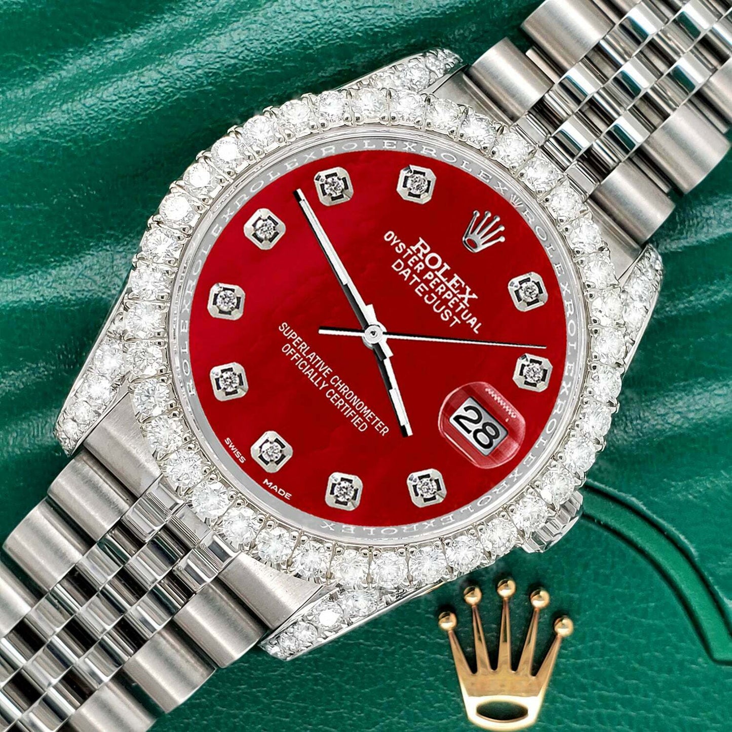 title:Rolex Datejust 116200 36mm 3.9CT Diamond Bezel/Lugs/Red MOP Dial Steel Watch TFJ-142508691;color:not applicable