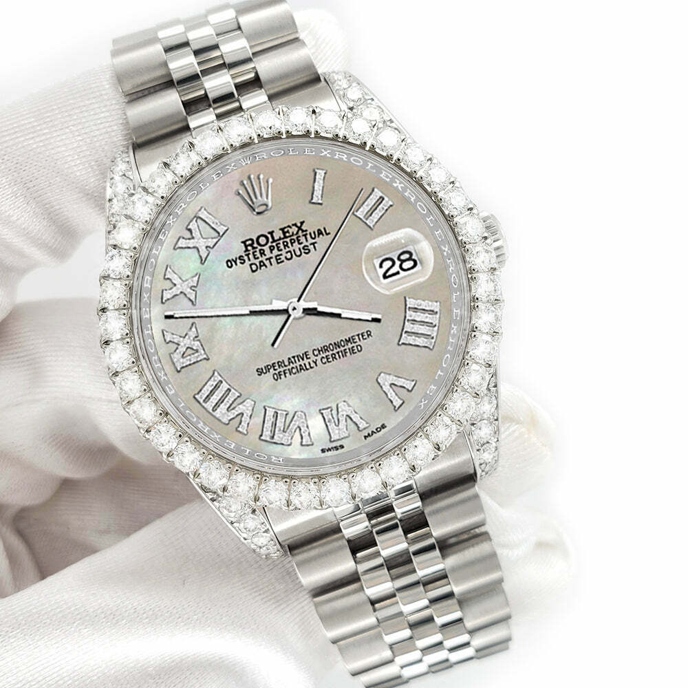 title:Rolex Datejust  36mm 4.2CT Diamond Bezel/Lugs/Champagne MOP Roman Dial TFJ-142508676;color:not applicable