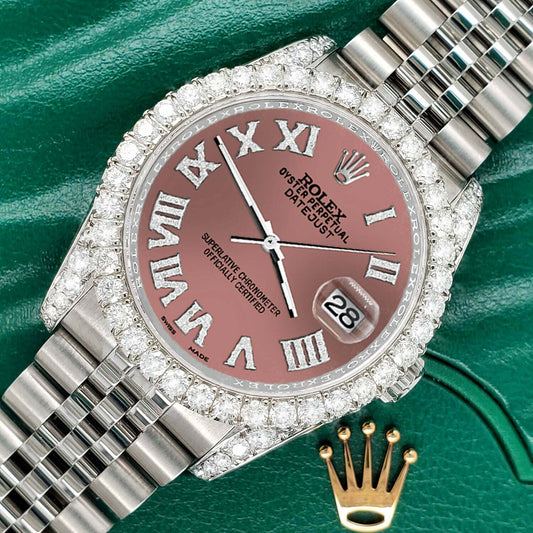 title:Rolex Datejust  36mm 4.2CT Diamond Bezel/Lugs/Salmon Roman Dial Watch TFJ-142508669;color:not applicable