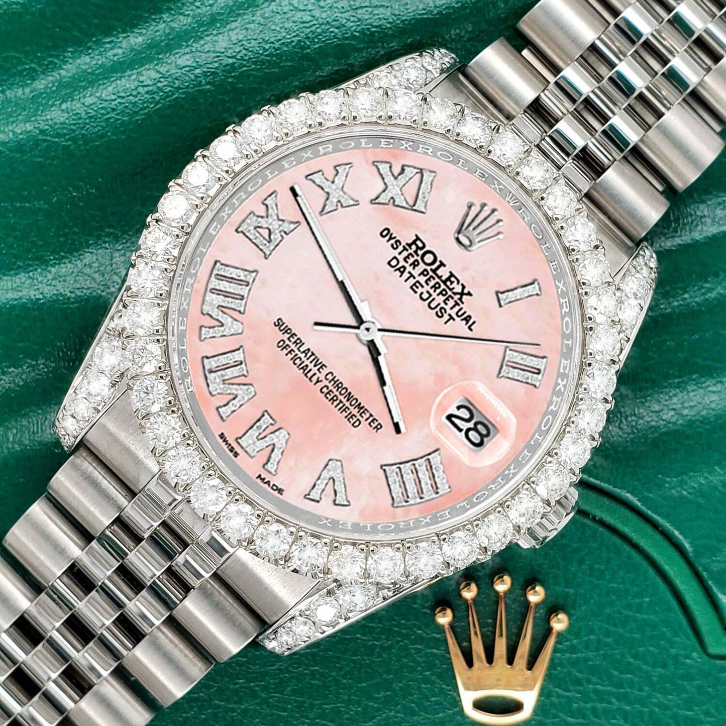 title:Rolex Datejust  36mm 4.2CT Diamond Bezel/Lugs/Royal Pink MOP Dial Watch TFJ-142508668;color:not applicable