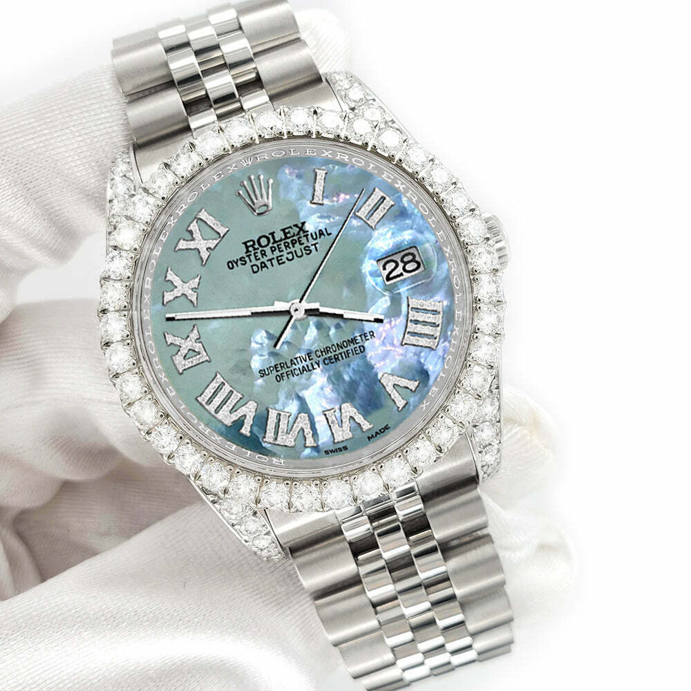 title:Rolex Datejust  36mm 4.2CT Diamond Bezel/Lugs/Tahitian Blue MOP Dial Watch TFJ-142508663;color:not applicable