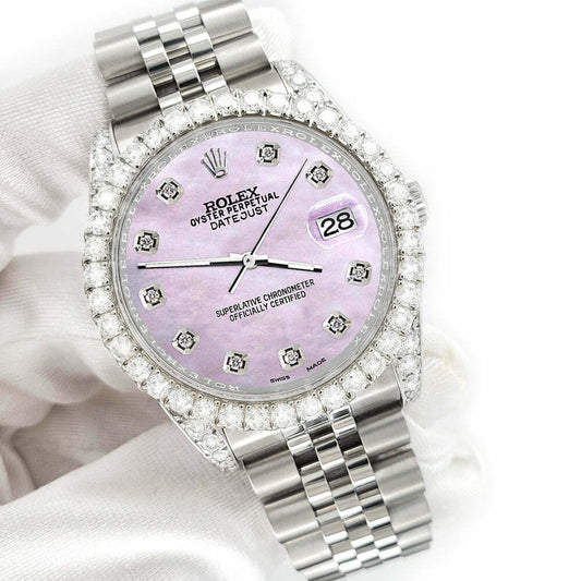 title:Rolex Datejust 116200 36mm 3.9CT Diamond Bezel/Lugs/Pink Pearl Dial Steel Watch TFJ-142508655;color:not applicable