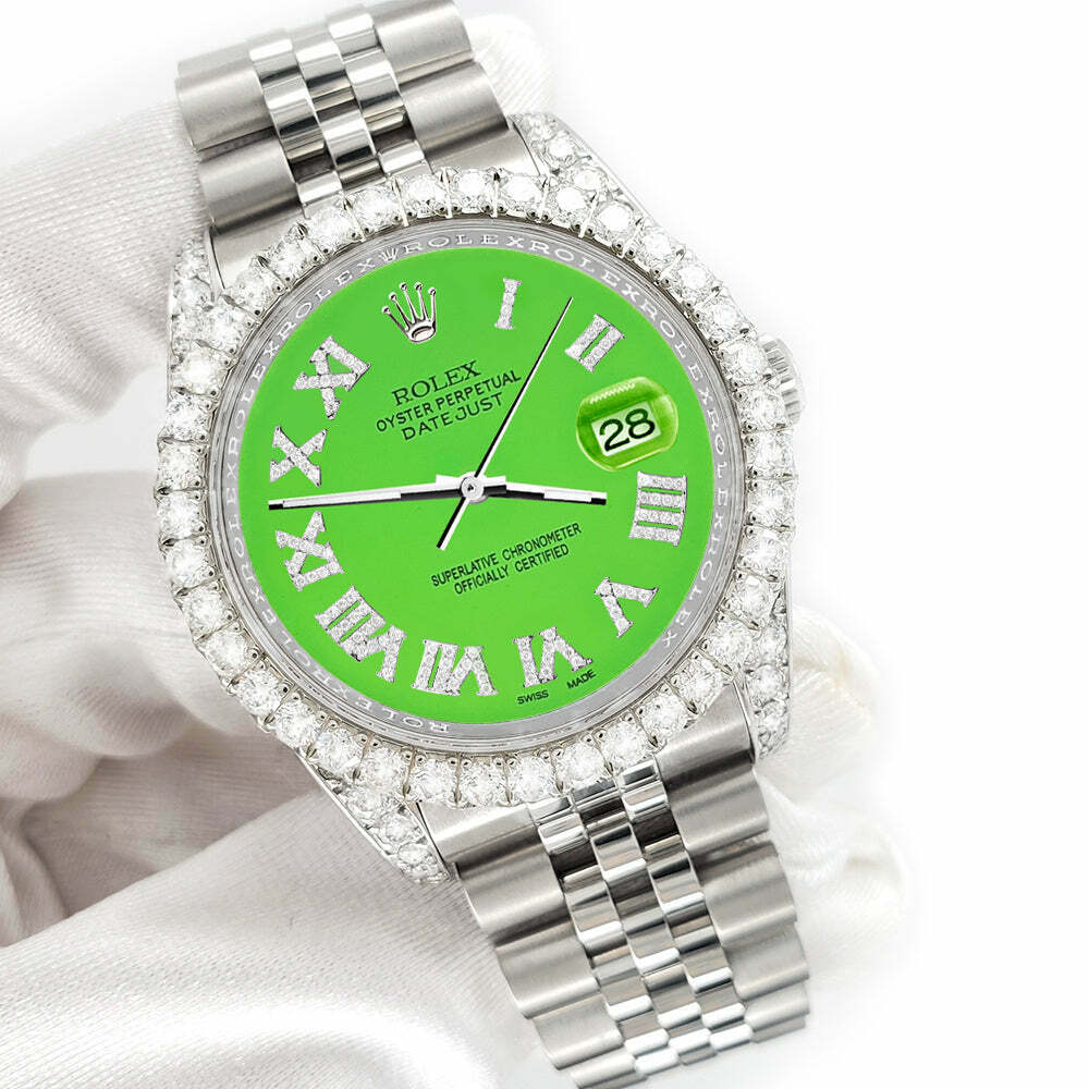 title:Rolex Datejust 116200 36mm 4.2CT Diamond Bezel/Lugs/Green Dial Steel Watch TFJ-142508654;color:not applicable