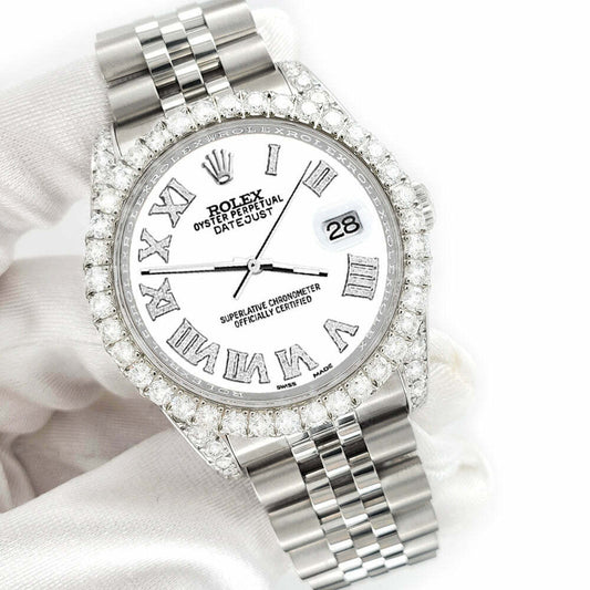 title:Rolex Datejust 116200 36mm 4.2CT Diamond Bezel/Lugs/White Dial Steel Watch TFJ-142508653;color:not applicable