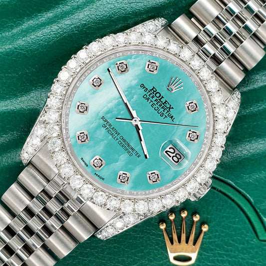 title:Rolex Datejust  36mm 3.9CT Diamond Bezel/Lugs/Aquamarine MOP Dial Watch TFJ-142508645;color:not applicable