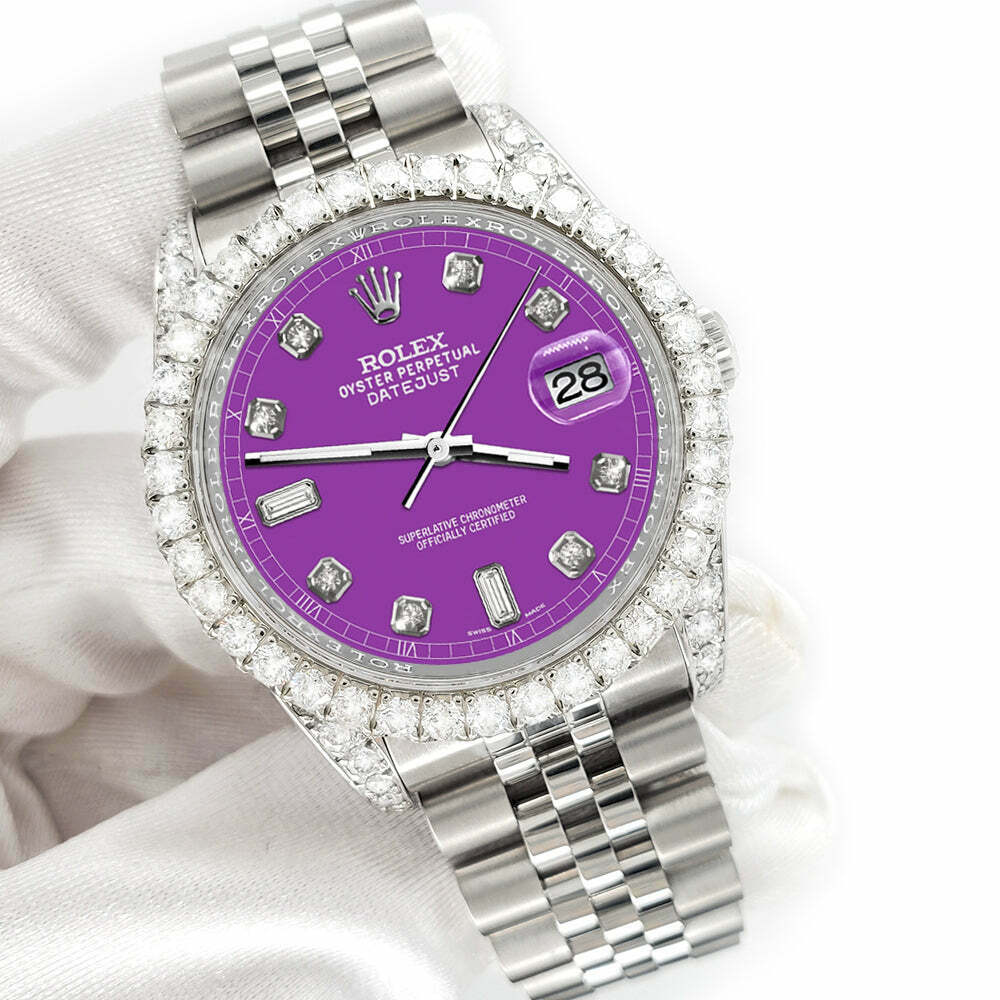 title:Rolex Datejust 116200 36mm 4CT Diamond Bezel/Lugs/Sangria 6+9 Baguette Dial  TFJ-142508625;color:not applicable