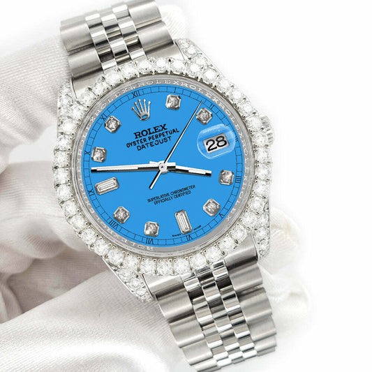 title:Rolex Datejust 116200 36mm 4CT Diamond Bezel/Lugs/Blue 6+9 Baguette Dial Watch TFJ-142508622;color:not applicable