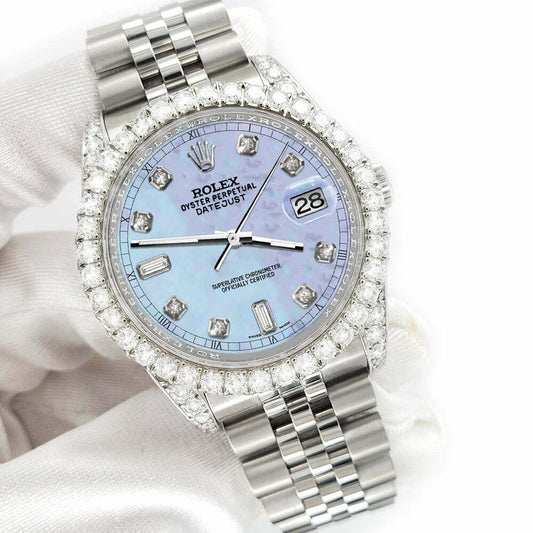 title:Rolex Datejust 116200 36mm 4CT Diamond Bezel/Lugs/Purple MOP 6+9 Baguette Dial  TFJ-142508618;color:not applicable