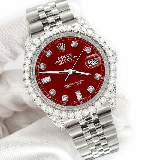 title:Rolex Datejust 116200 36mm 4CT Diamond Bezel/Lugs/Imperial Red 6+9 Baguette  TFJ-142508613;color:not applicable