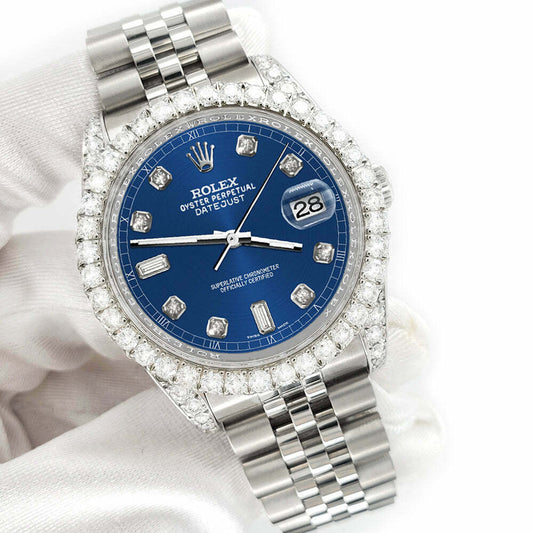 title:Rolex Datejust 116200 36mm 4CT Diamond Bezel/Lugs/Cobalt Blue 6+9 Baguette Dial  TFJ-142508611;color:not applicable