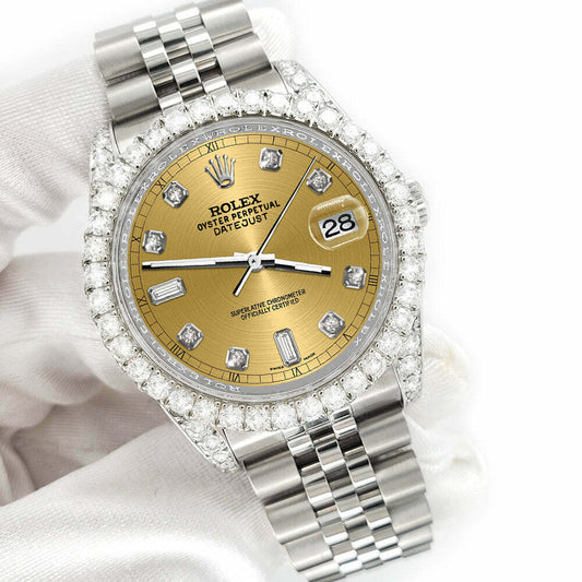 title:Rolex Datejust 116200 36mm 4CT Diamond Bezel/Lugs/Champagne 6+9 Baguette Dial  TFJ-142508604;color:not applicable