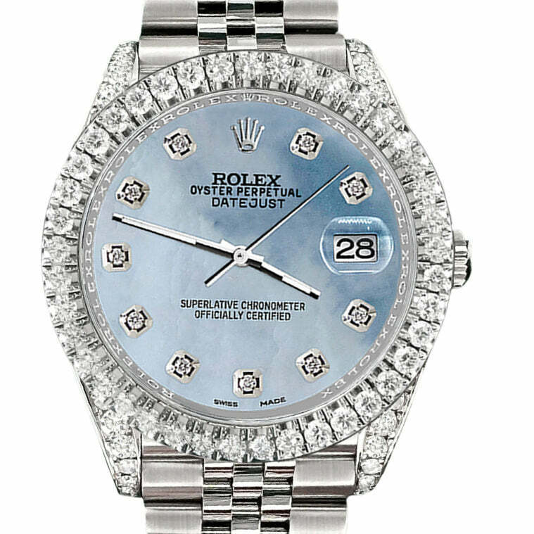 title:Rolex Datejust 41 4.4CT Diamond Bezel/Lugs/Sky Blue MOP  TFJ-142508585;color:not applicable