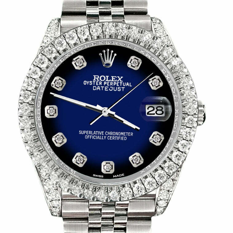 title:Rolex Datejust 41 4.4CT Diamond Bezel/Lugs/Blue Vignette  TFJ-142508582;color:not applicable