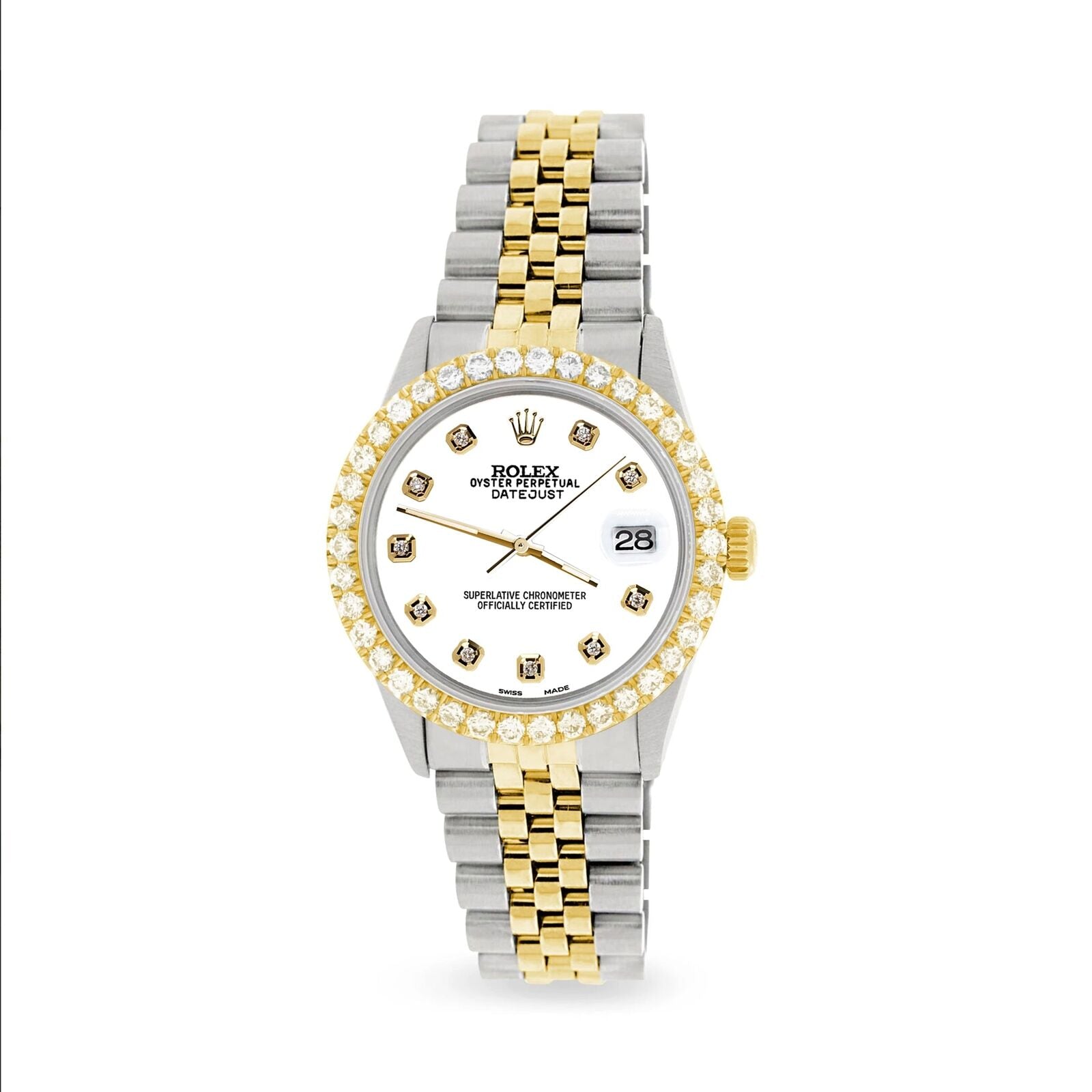 title:Rolex Datejust 2-Tone Watch 3.05ct Diamond Bezel/White Diamond Dial TFJ-142508554;color:not applicable