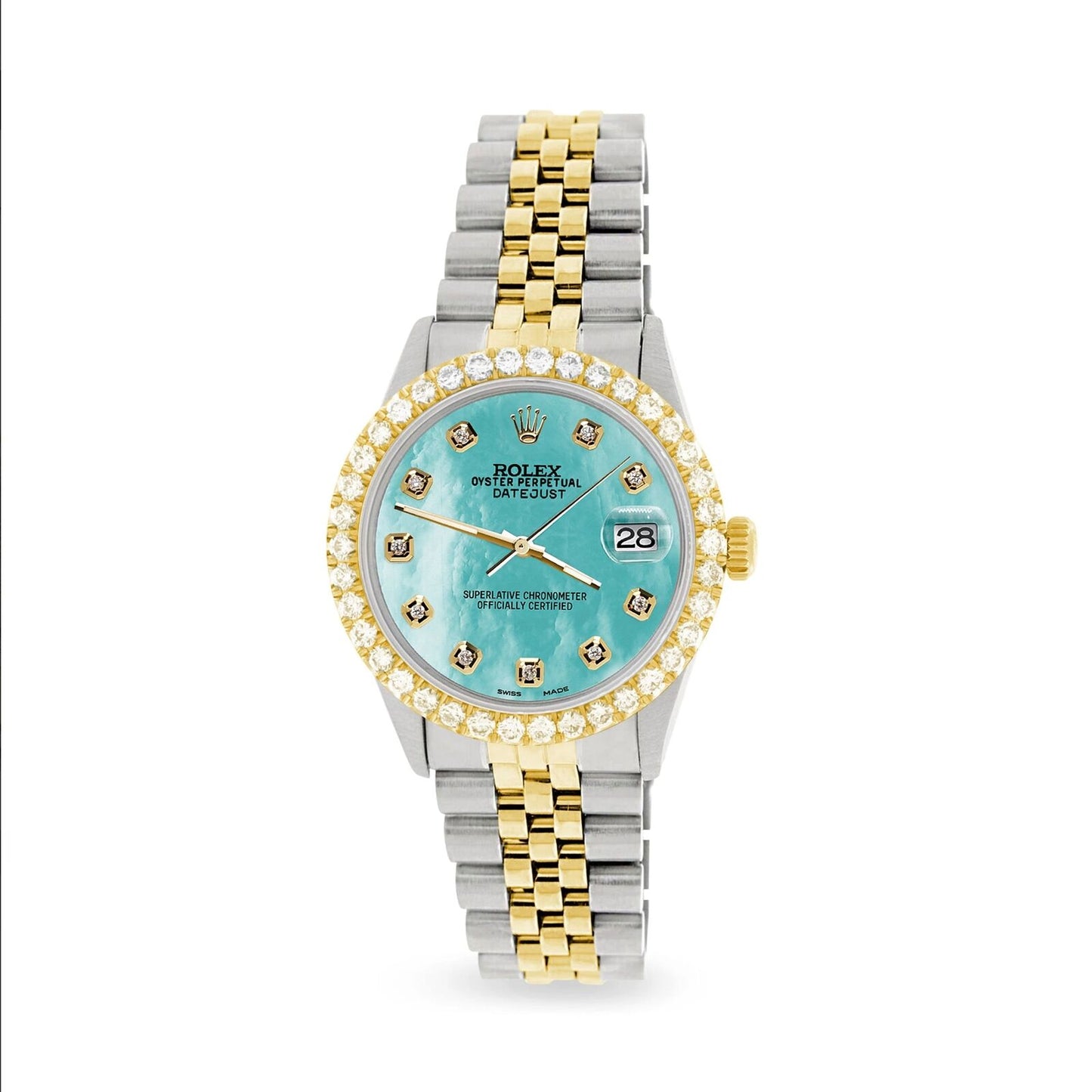 title:Rolex Datejust 36mm 2-Tone 3.05ct Diamond Bezel/Aquamarine MOP Diamond Dial TFJ-142508540;color:not applicable