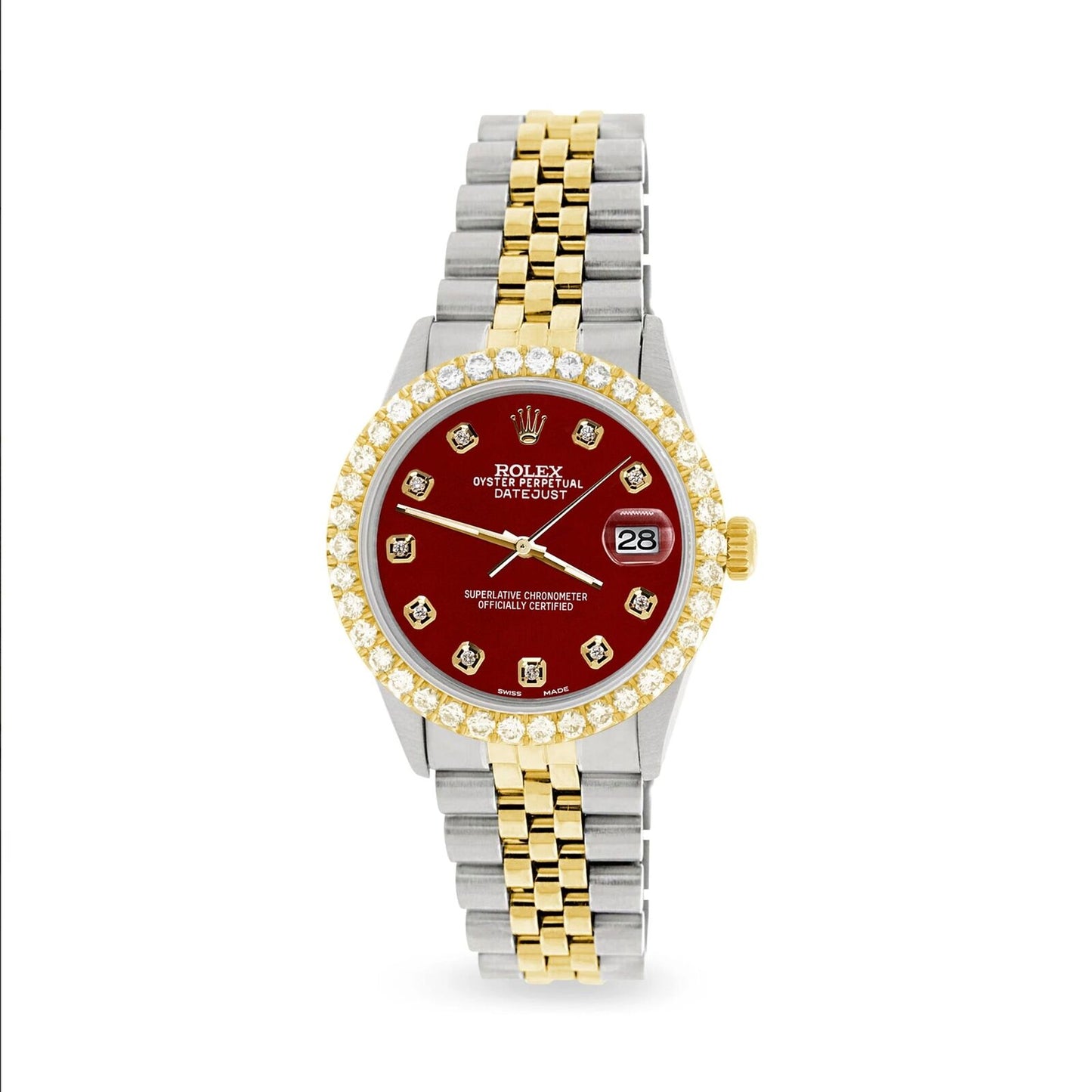 title:Rolex Datejust 36mm 2-Tone Watch 3.05ct Diamond Bezel/Imperial Red Diamond Dial TFJ-142508536;color:not applicable