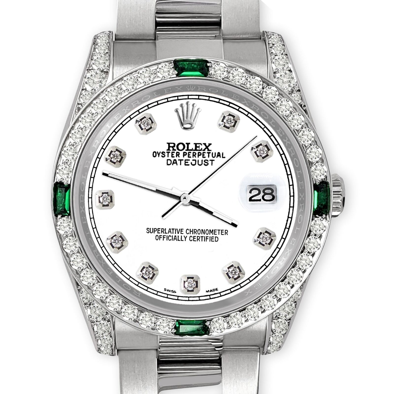 title:Rolex Datejust 36mm Steel Watch Diamonds &amp; Emeralds Bezel/Lugs/White Diamond Dia TFJ-142508497;color:not applicable