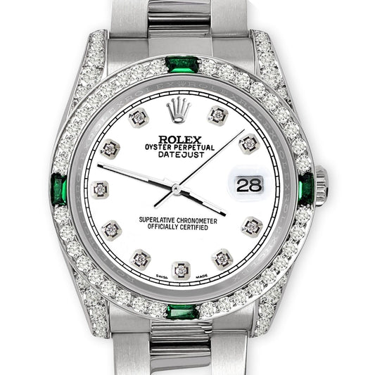 title:Rolex Datejust 36mm Steel Watch Diamonds &amp; Emeralds Bezel/Lugs/White Diamond Dia TFJ-142508497;color:not applicable