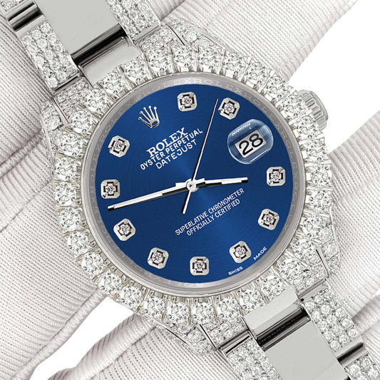 title:Rolex Datejust 31mm Pave 7.2ct Iced Diamond Cobalt Blue Watch 178240 TFJ-142508419;color:not applicable