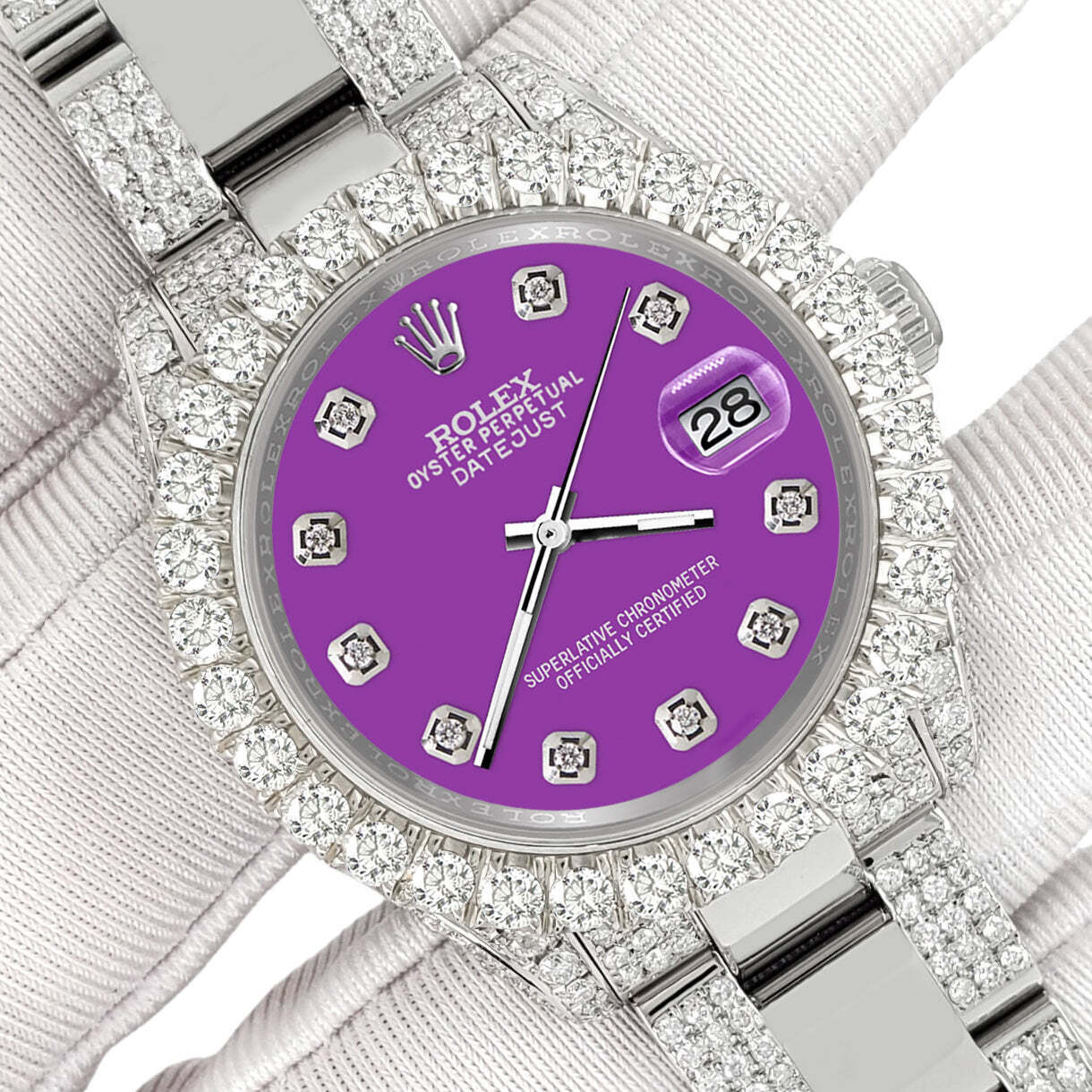 title:Rolex Datejust 31mm Pave 7.2ct Iced Diamond Sangria Purple Watch  TFJ-142508479;color:not applicable