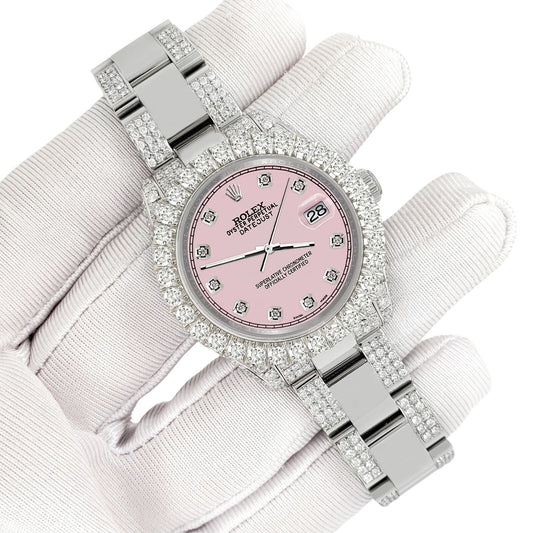 title:Rolex Datejust 31mm Pave 7.2ct Iced Diamond Orchid Pink Track Watch  TFJ-142508459;color:not applicable