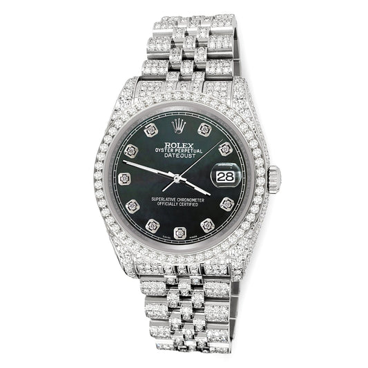 title:Rolex Datejust 36mm 10.2ct Diamond Black MOP Track Jubilee Watch  TFJ-142508399;color:not applicable