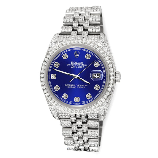 title:Rolex Datejust 36mm 10.2ct Iced Diamond Navy Blue Jubilee Watch  TFJ-142508386;color:not applicable