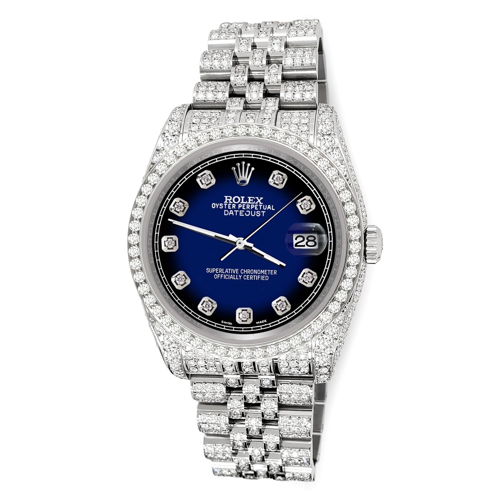 title:Rolex Datejust 36mm 10.2ct Diamond Blue Vignette Jubilee Watch TFJ-142508384;color:not applicable