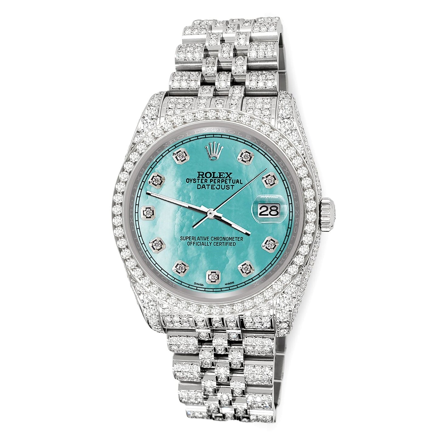 title:Rolex Datejust 36mm 10.2ct Diamond Aquamarine MOP Jubilee Watch  TFJ-142508378;color:not applicable