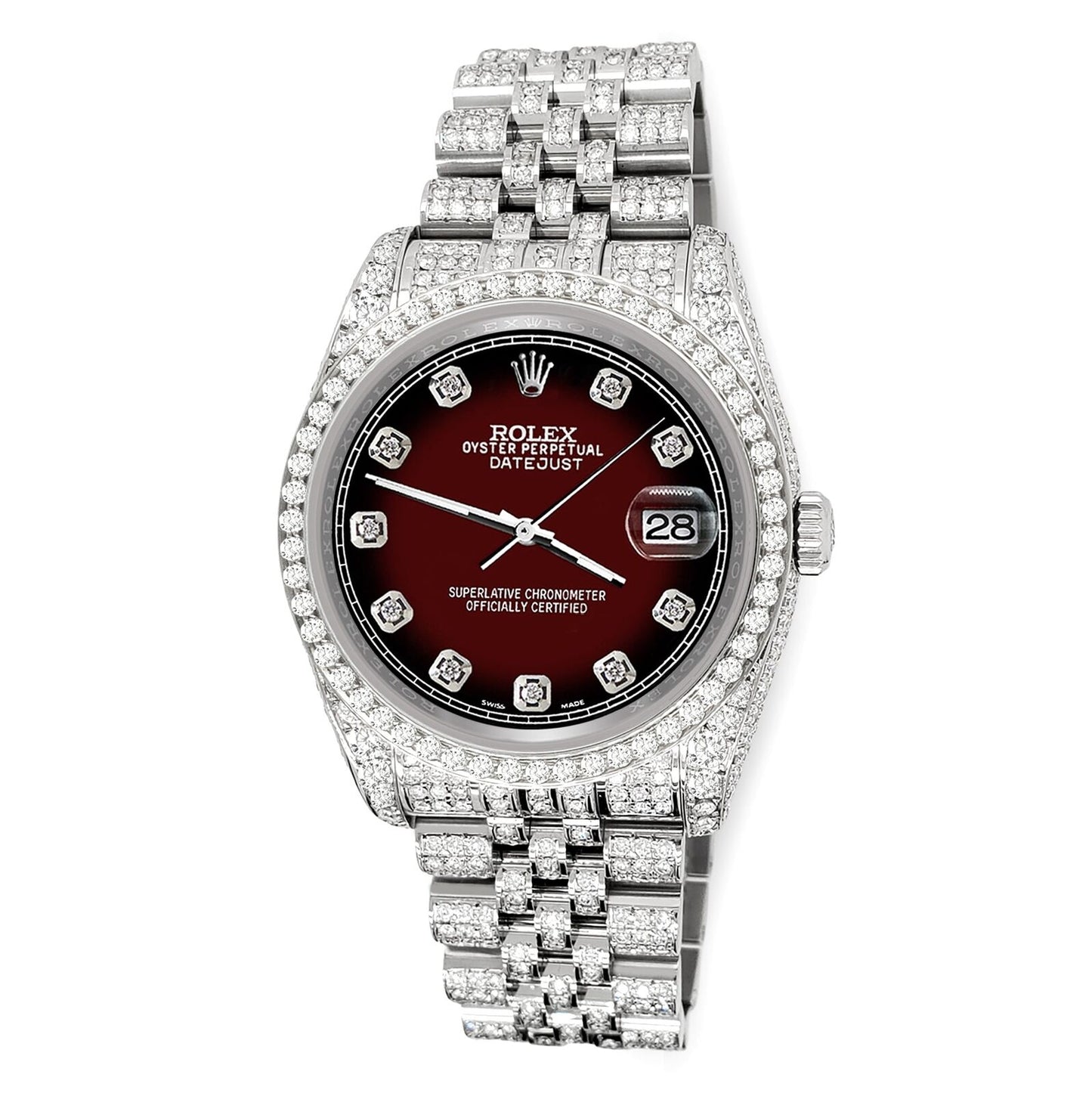 title:Rolex Datejust 36mm 10.2ct Diamond Maroon Vignette Jubilee Watch  TFJ-142508370;color:not applicable