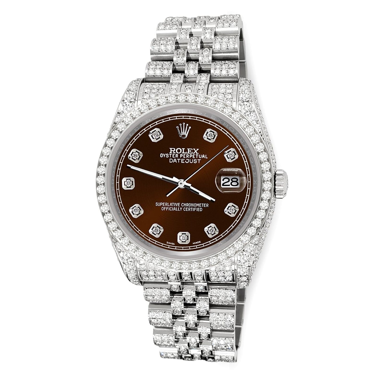 title:Rolex Datejust 36mm 10.2ct Diamond Chocolate Track Jubilee Watch  TFJ-142508369;color:not applicable