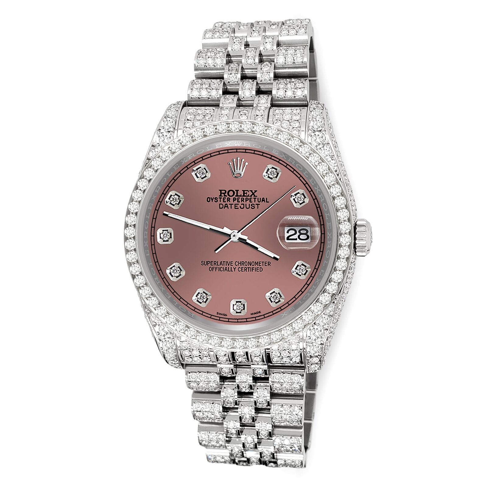 title:Rolex Datejust 36mm 10.2ct Diamond Salmon Track Jubilee Watch  TFJ-142508368;color:not applicable