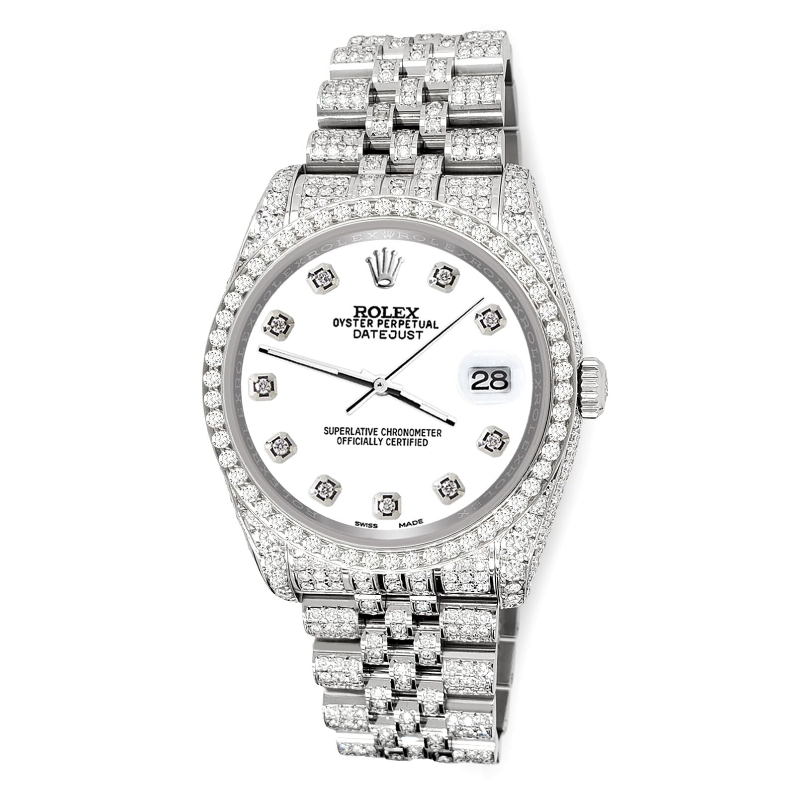 title:Rolex Datejust 36mm Pave 10.2ct Iced Diamond White Jubilee Watch  TFJ-142508360;color:not applicable