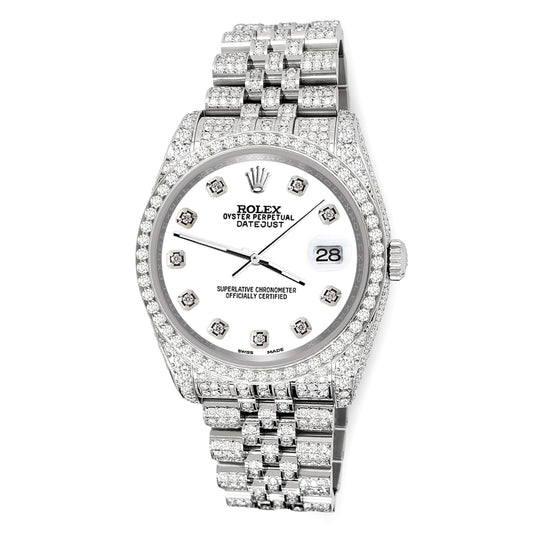 title:Rolex Datejust 36mm Pave 10.2ct Iced Diamond White Jubilee Watch  TFJ-142508360;color:not applicable