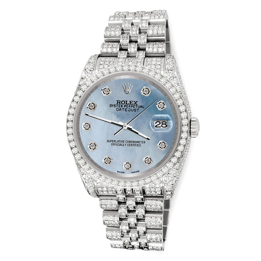 title:Rolex Datejust 36mm 10.2ct Diamond Sky Blue MOP Jubilee Watch TFJ-142508354;color:not applicable