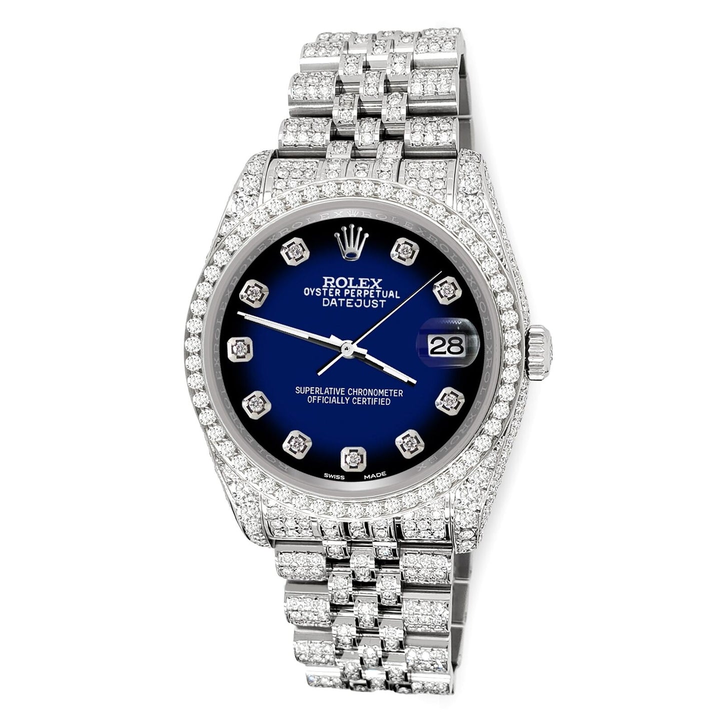 title:Rolex Datejust 36mm 10.2ct Diamond Blue Vignette Jubilee Watch TFJ-142508348;color:not applicable