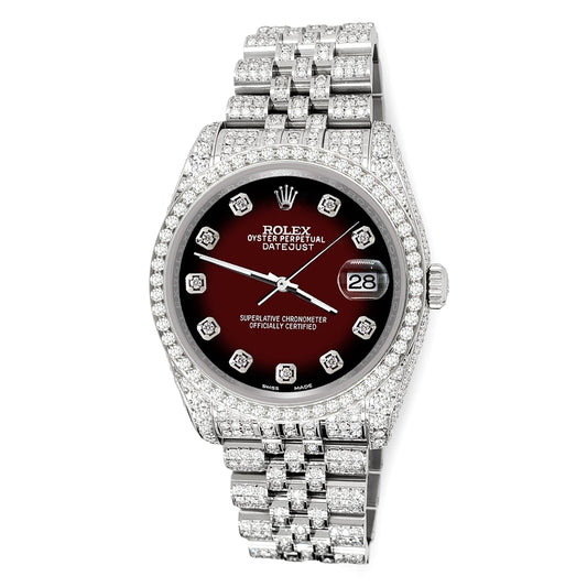 title:Rolex Datejust 36mm 10.2ct Diamond Maroon Vignette Jubilee Watch TFJ-142508334;color:not applicable