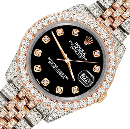 title:Rolex Datejust 36mm 10.75ct Diamond Black Rose Gold/Steel Watch  TFJ-142508321;color:not applicable