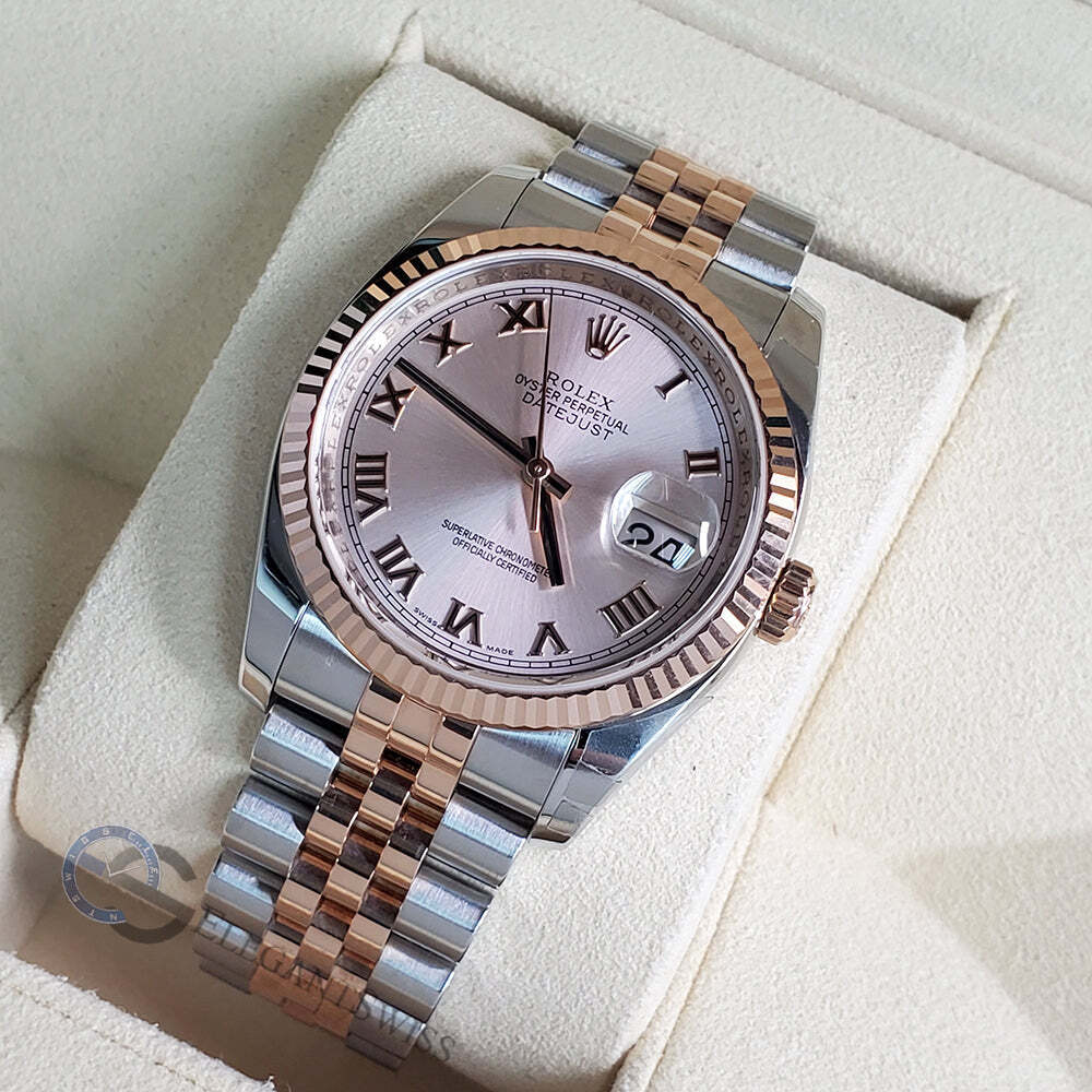 title:Rolex Datejust 36mm Pink Roman Dial Rose Gold/Steel Jubilee TFJ-142508306;color:not applicable