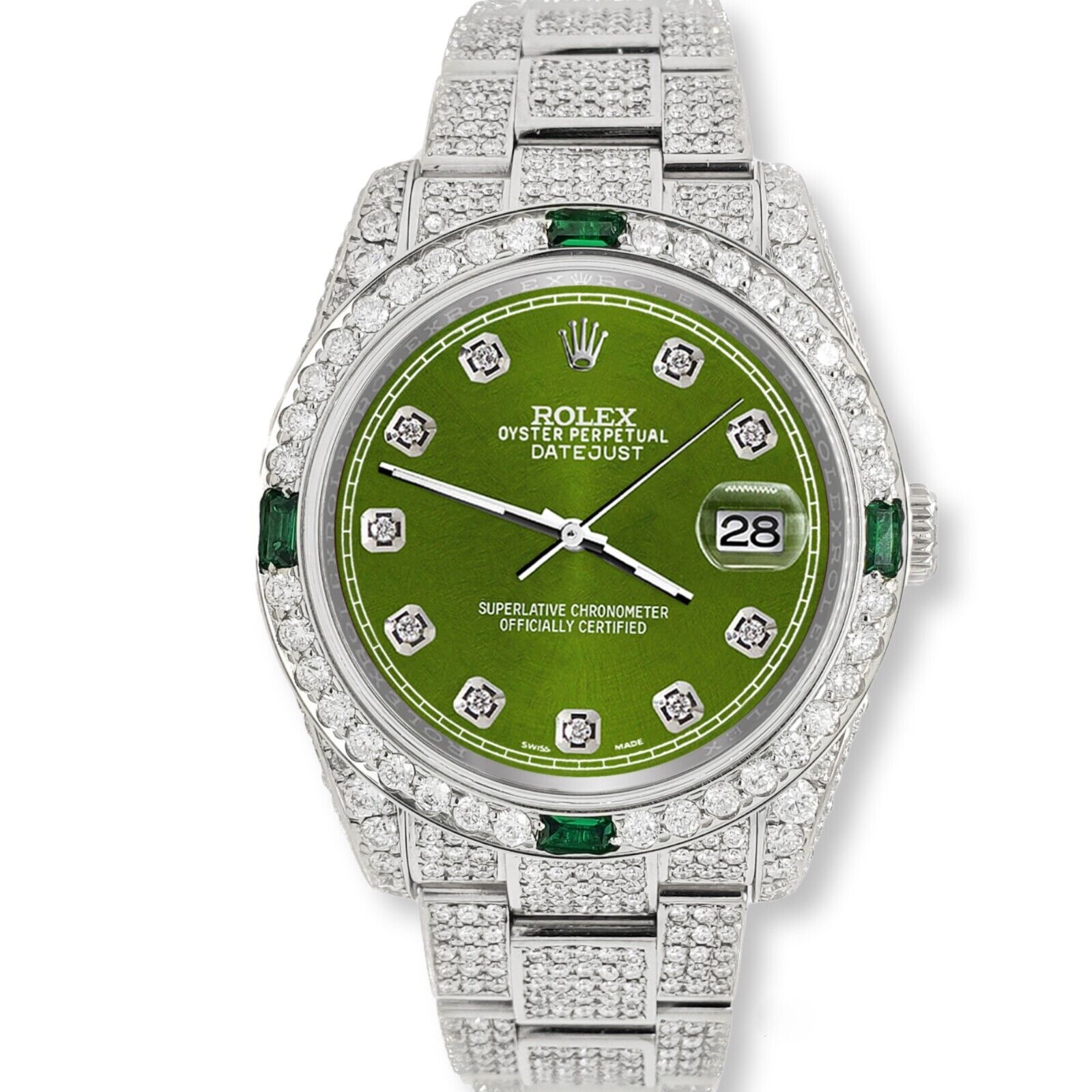 title:Rolex Datejust 36mm 12.4CT Diamond/Emerald Watch with Royal Green Diamond Dial TFJ-142508260;color:not applicable